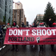 Protesters block a street during a rally in Portland, Ore., on Feb. 20, 2017. A small group blocked the street to protest not only President Trump, but the recent fatal police shooting of Quanice Hayes. (Alex Milan Tracy/Anadolu Agency/Getty Images)